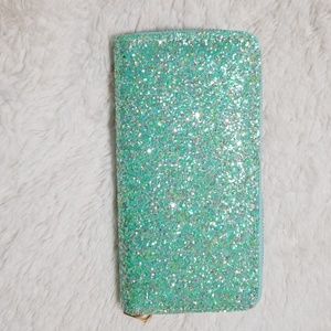 Mint Holographic glitter wallet